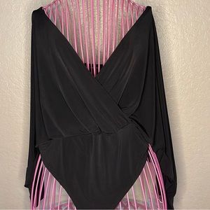 Black bodysuit with bell sleeves